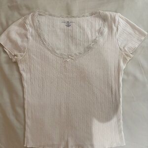 Brandy Melville, White Lace, Short-sleeve Top
